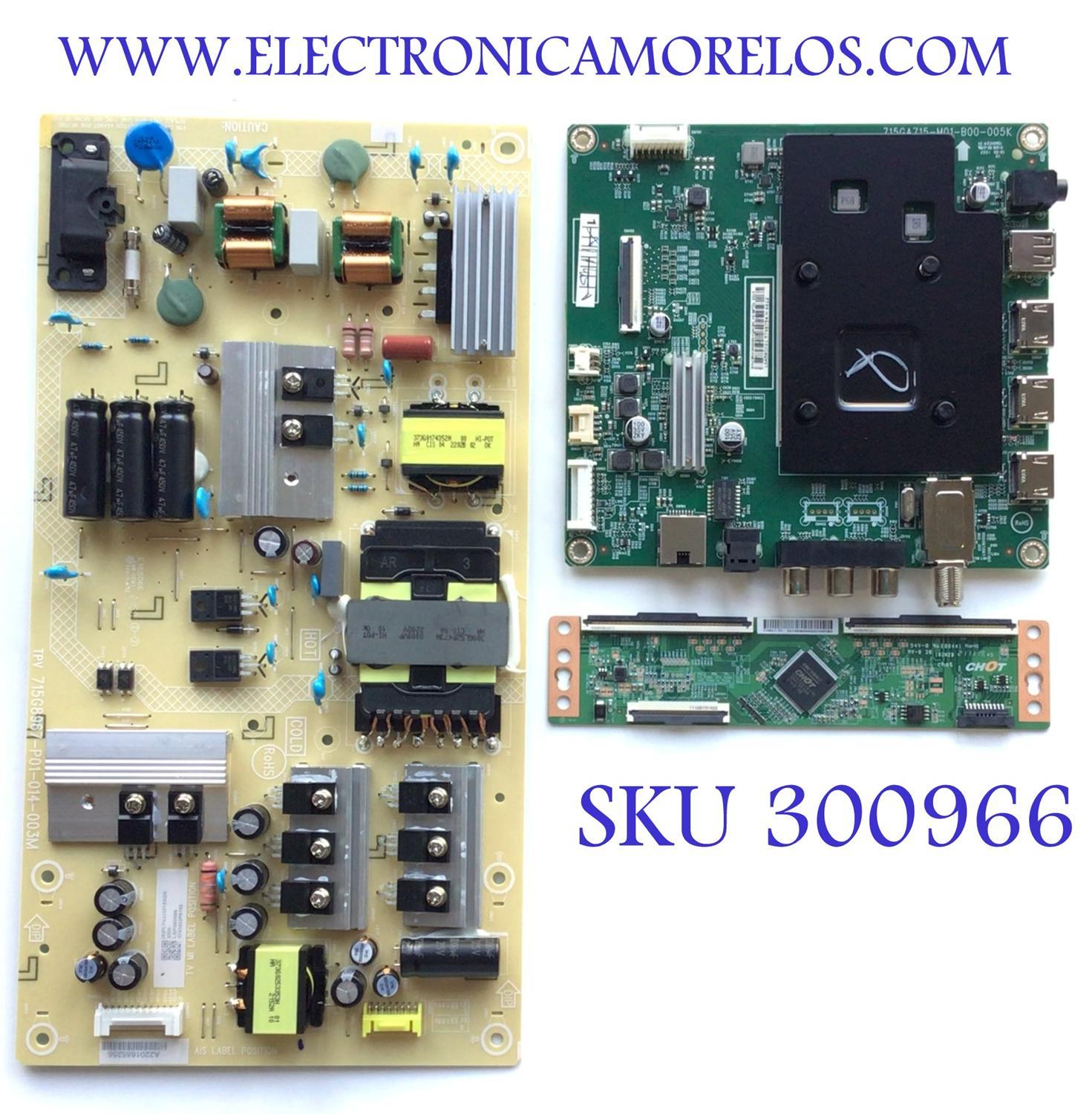 KIT DE TARJETAS PARA TV INSIGNIA / MAIN XLCB02K065 / 715GA715-M01-B00-005K / FUENTE PLTVJJ321XXGK / 715G8967-P01-014-003M / (G)PLTVJJ321XXGK /  T-CON E3CCBB580004 / PANEL TPT580WR-U1T01.D REV:S02C / DISPLAY CV580U1-T01 / MODELO NS-58F301NA22